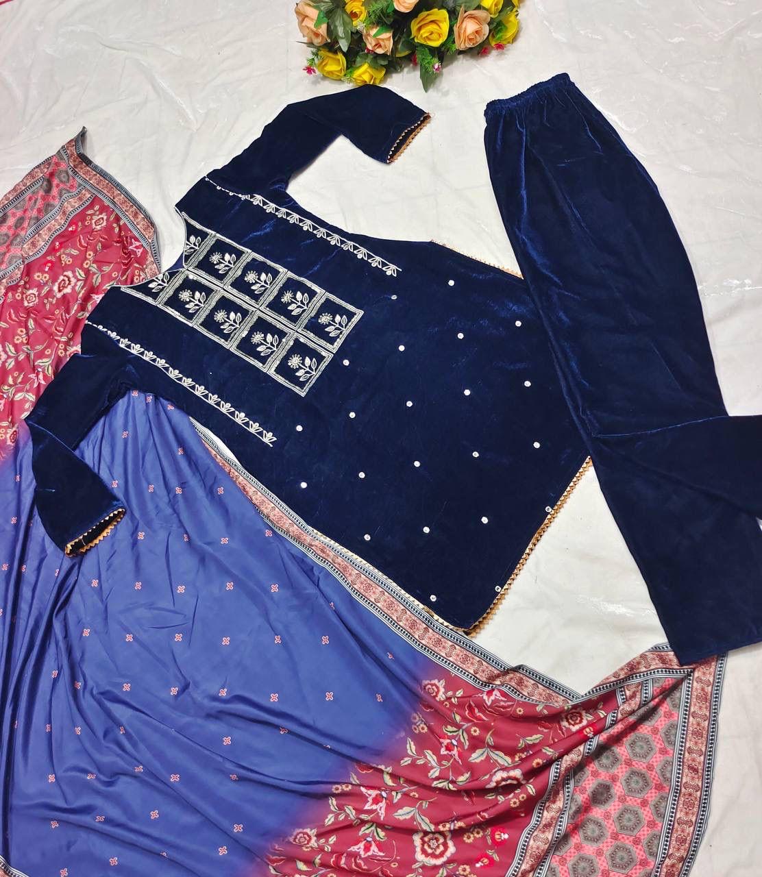 Velvet Embroidery Suit
