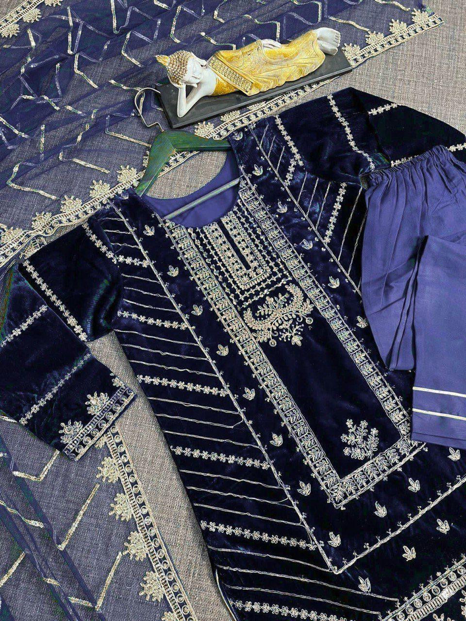 Velvet Embroidery Suit