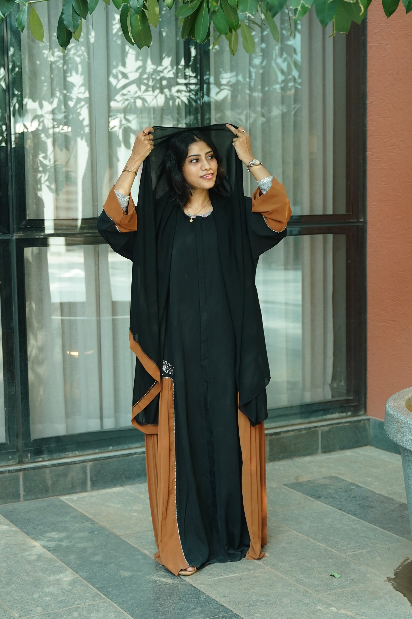 Handworked pleated abaya