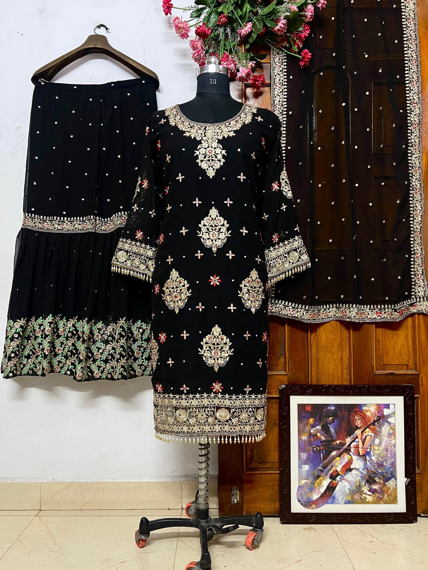 Georgette embroidered sharara