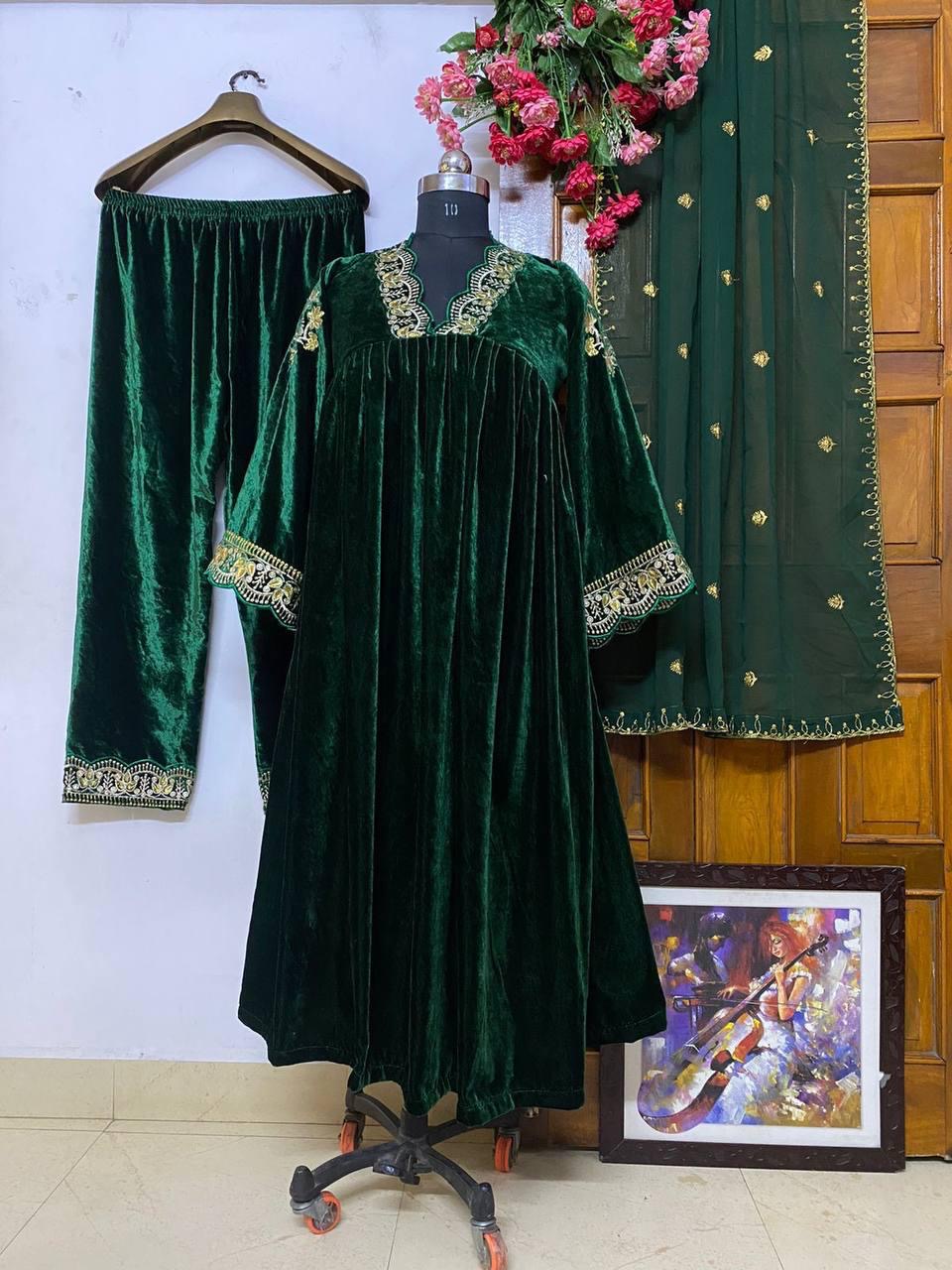 Velvet kurti palazzo set