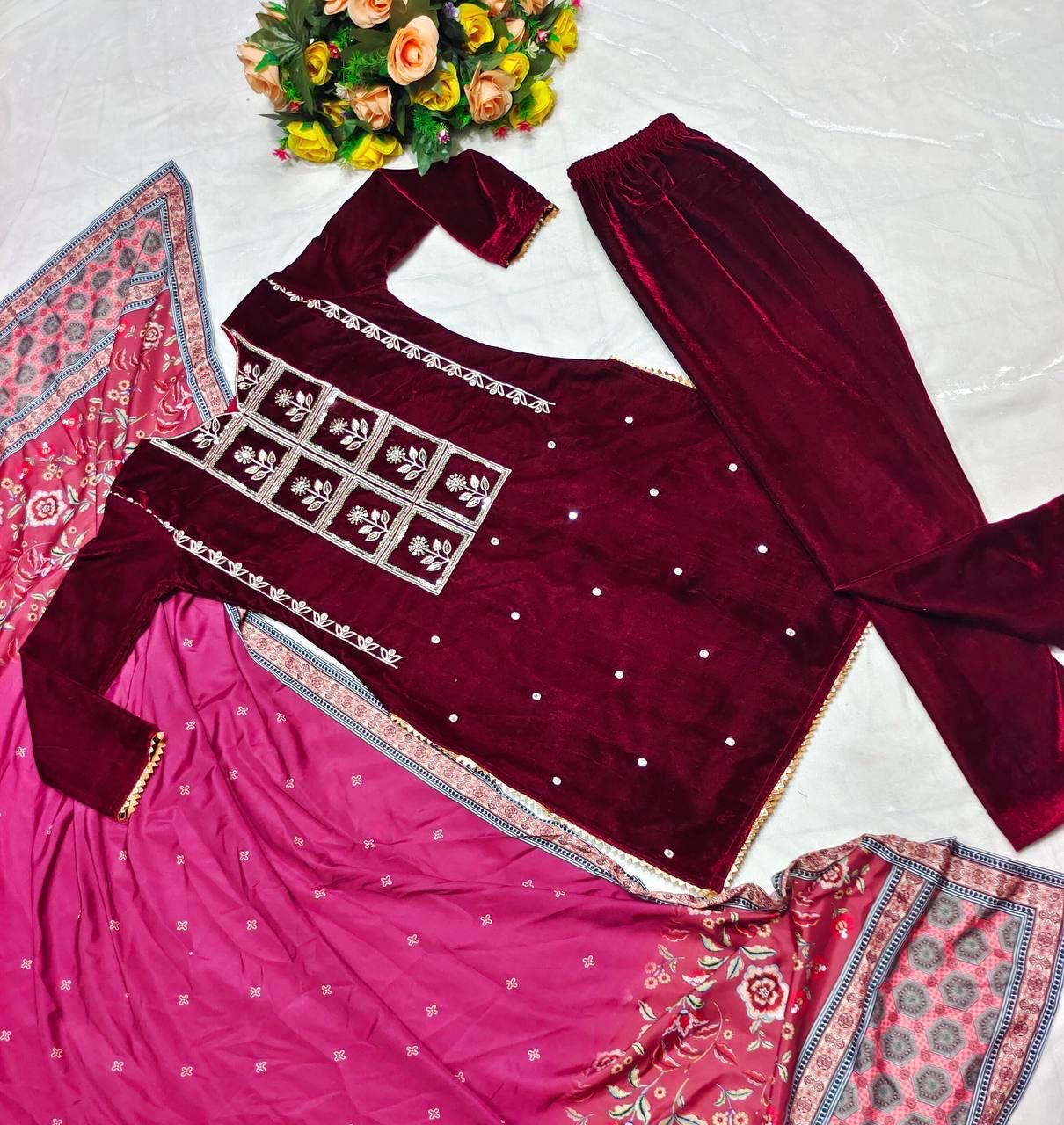 Velvet Embroidery Suit