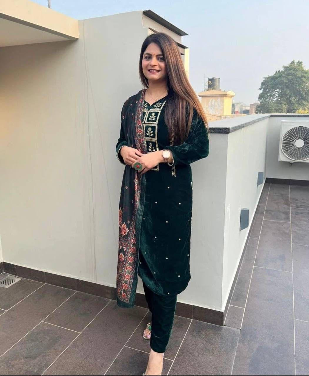 Velvet Embroidery Suit