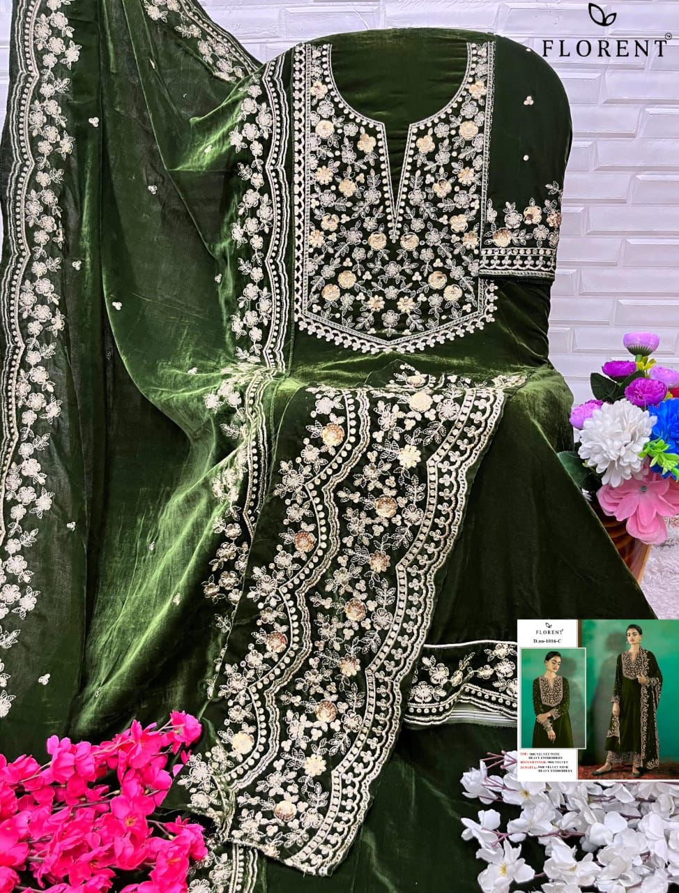 Velvet suite with heavy embroidery (unstitched)
