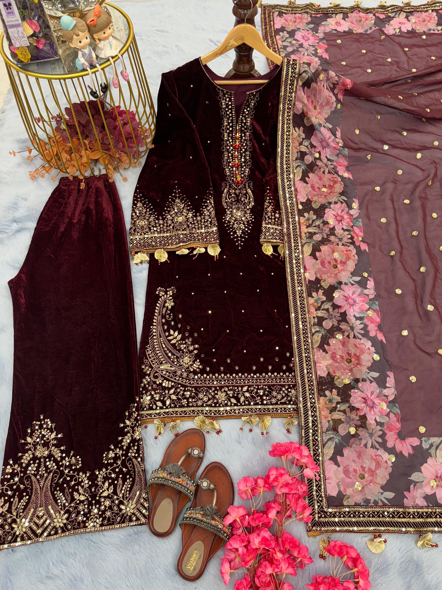 Velvet Embroidery Suit