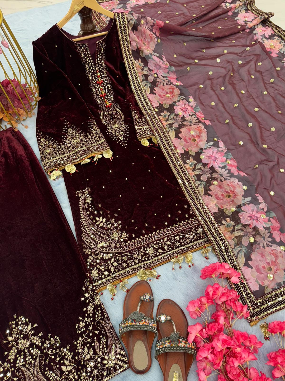 Velvet Embroidery Suit