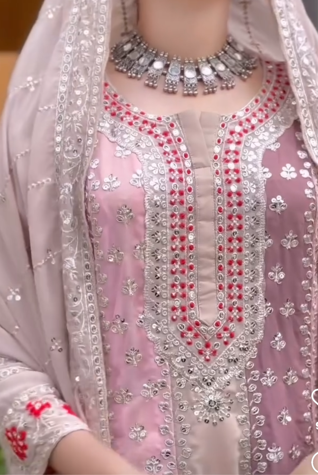 Embroidered top with palazzo