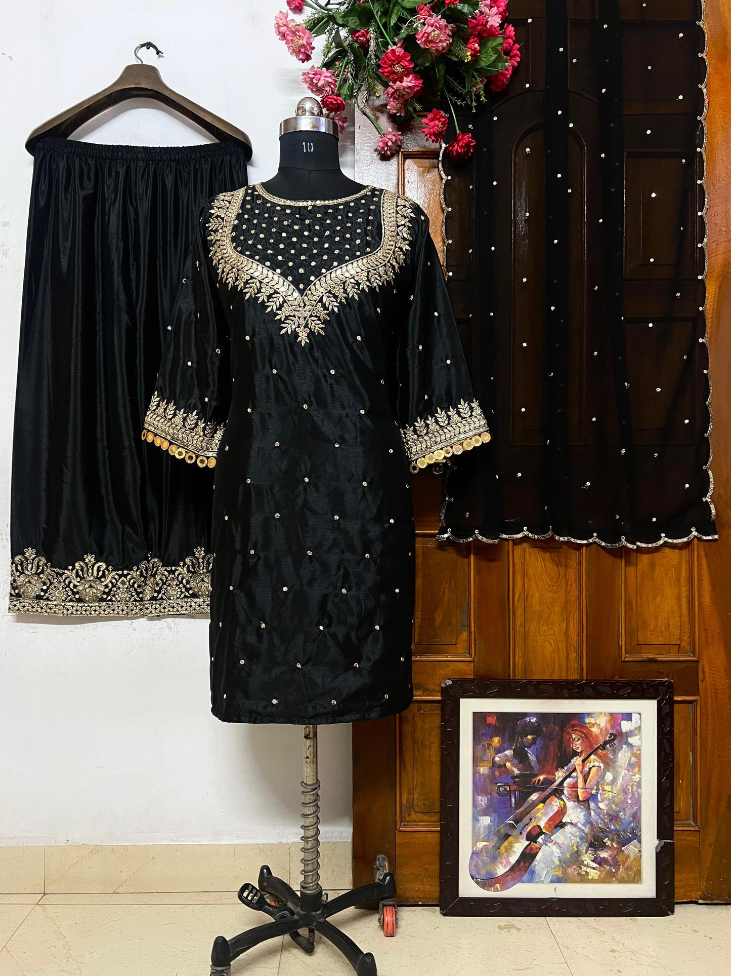 Zari embroidered suite