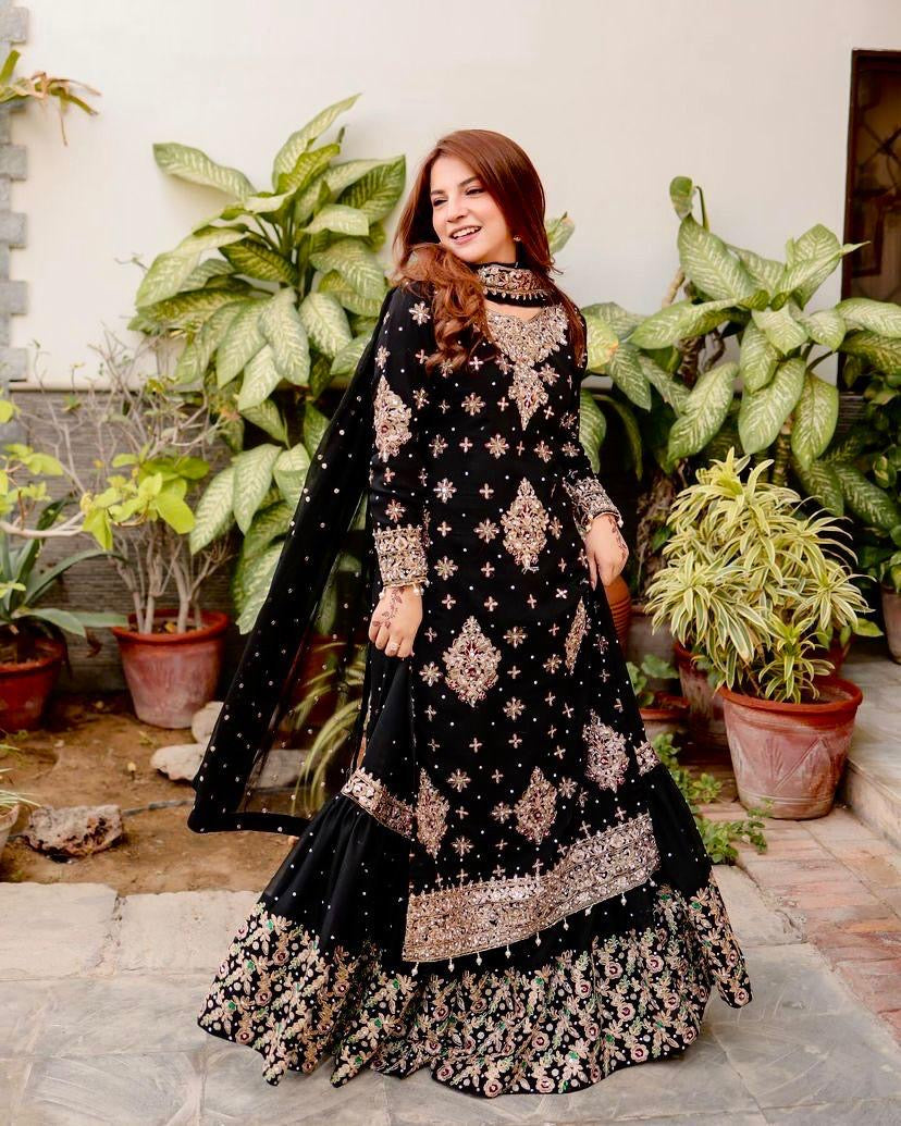 Georgette embroidered sharara