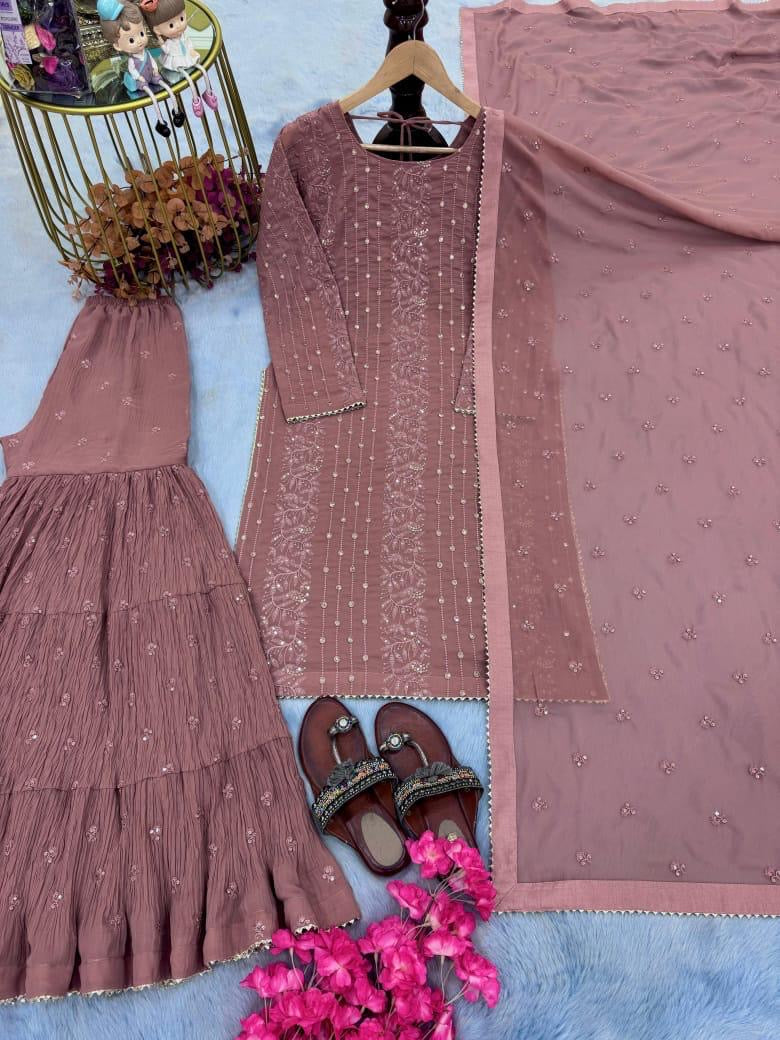 Embroidered georgette suite