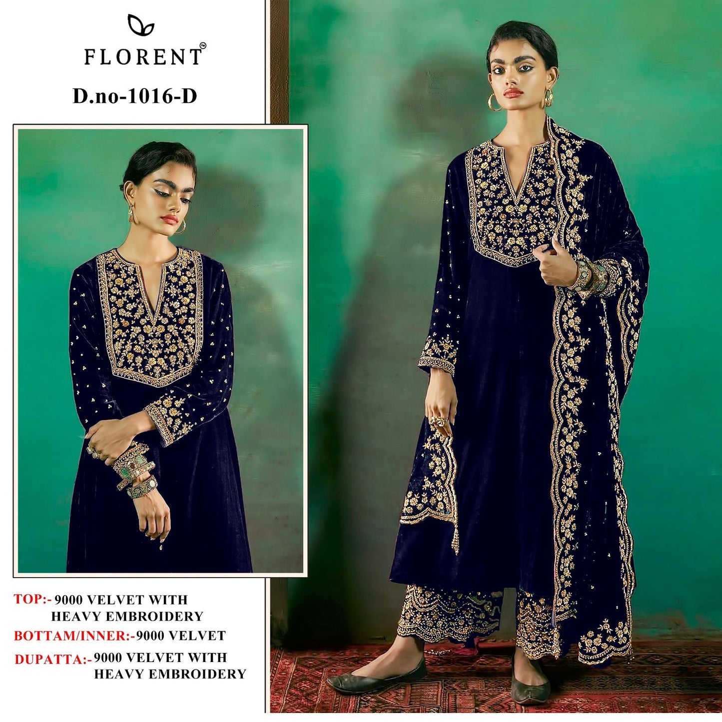 Velvet suite with heavy embroidery (unstitched)
