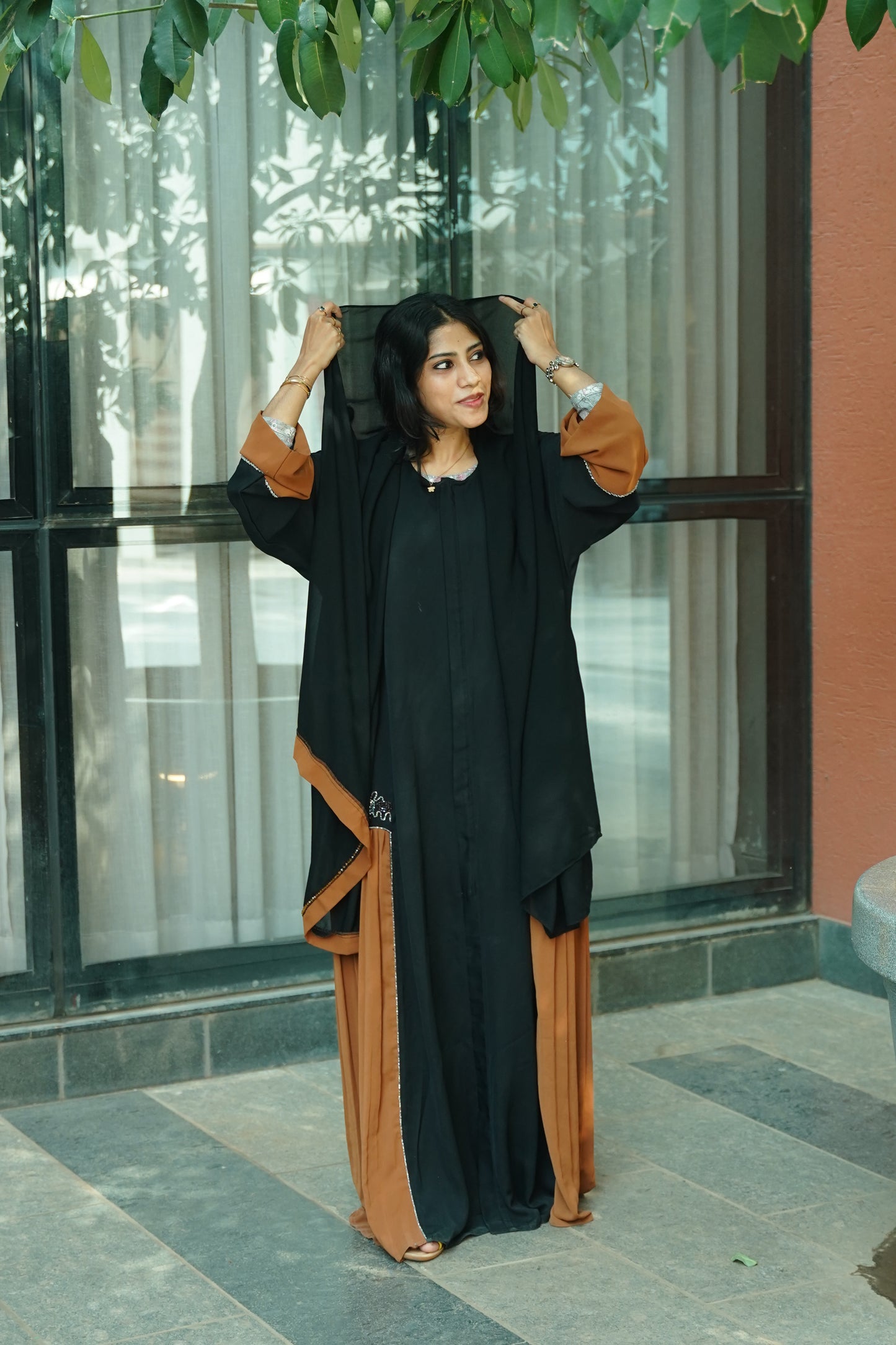 Handworked pleated abaya