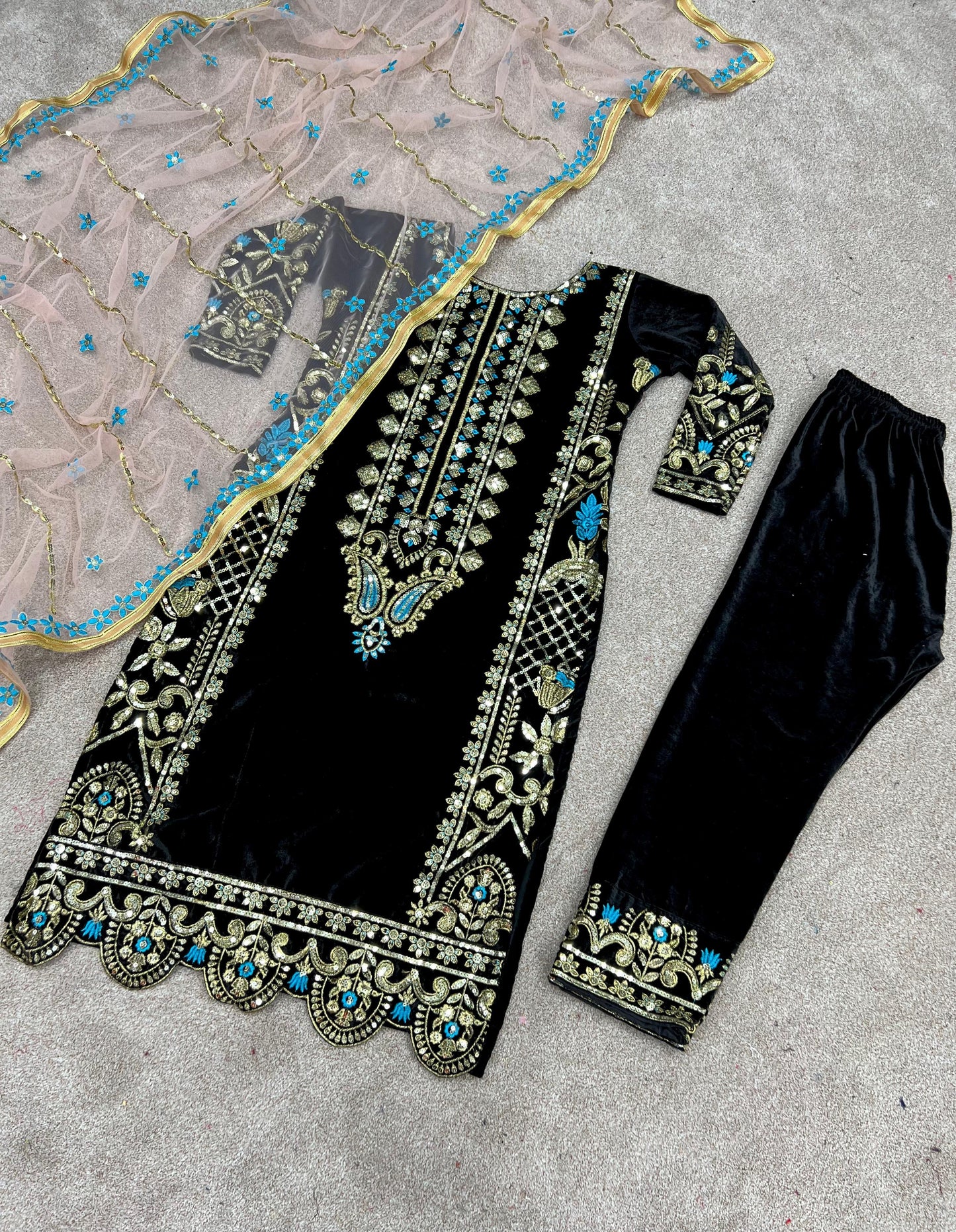 Velvet Embroidery Suit