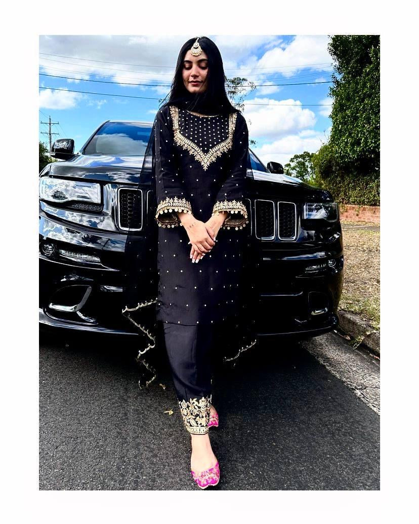 Zari embroidered suite