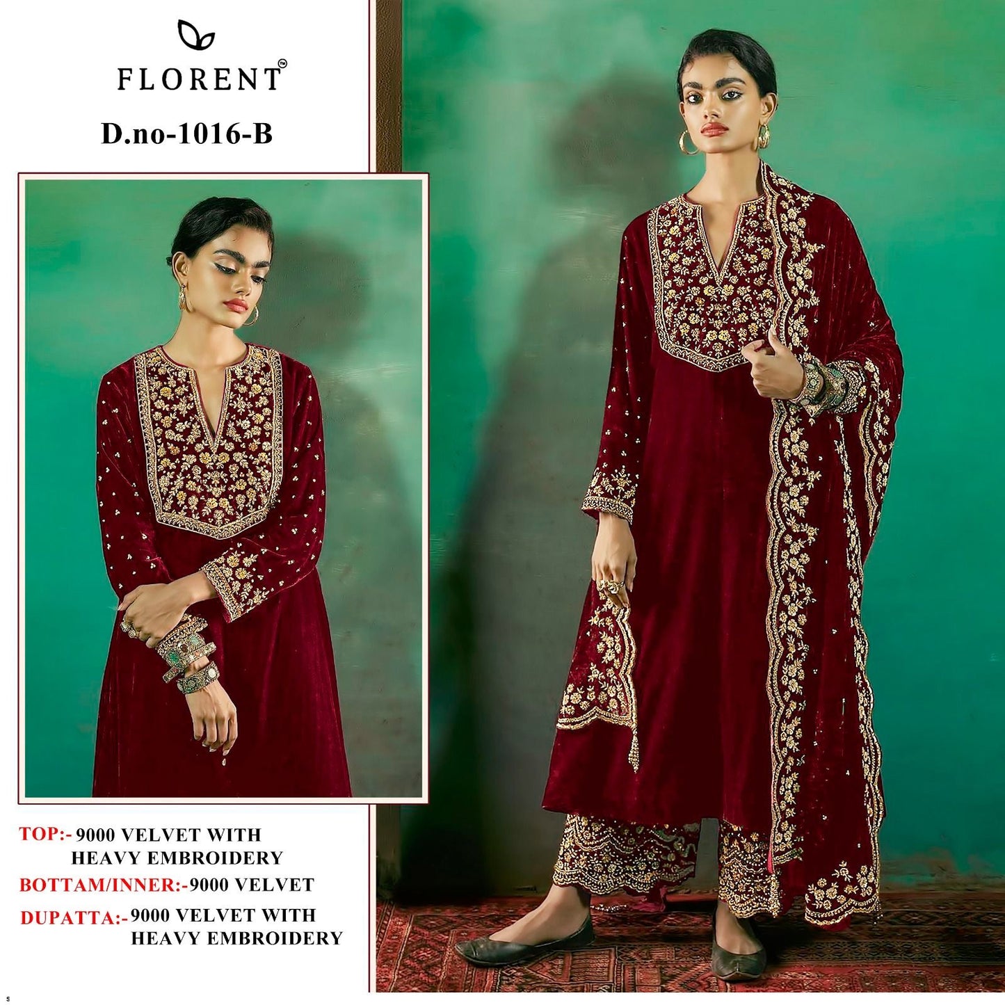 Velvet suite with heavy embroidery (unstitched)