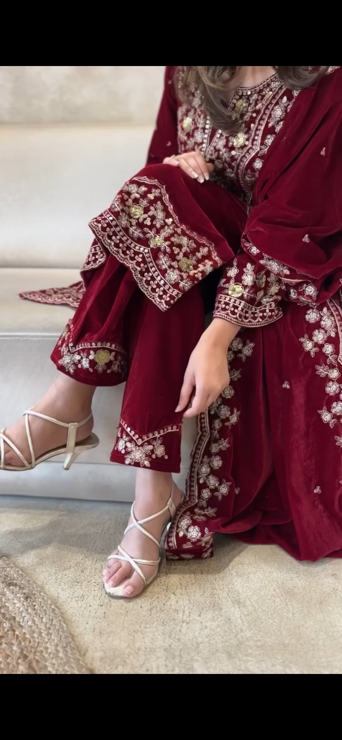 Velvet suite with heavy embroidery (unstitched)