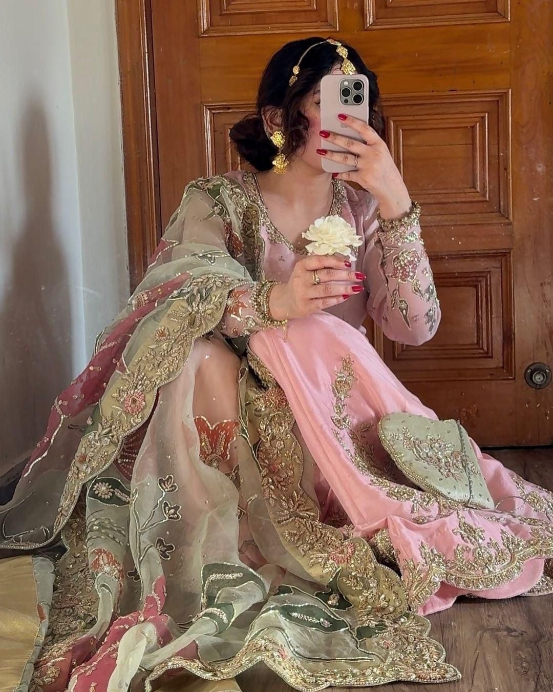 Embroidered chinon gharara