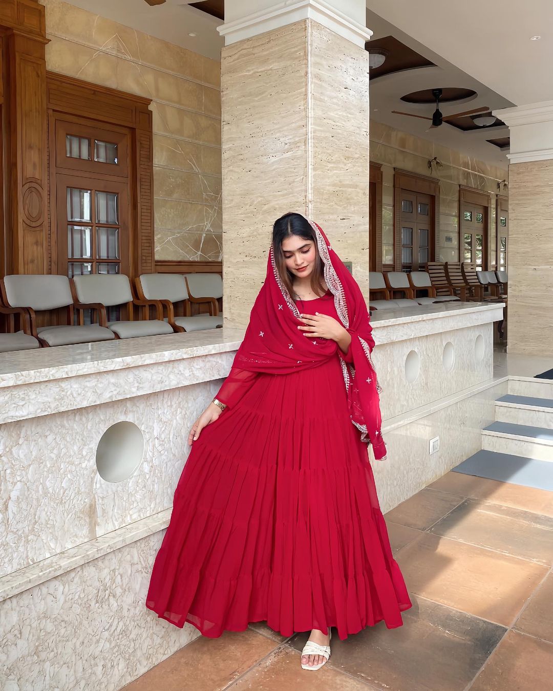 Layer frills gown