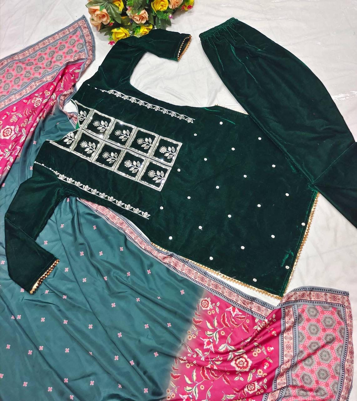 Velvet Embroidery Suit