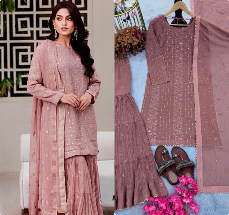 Embroidered georgette suite
