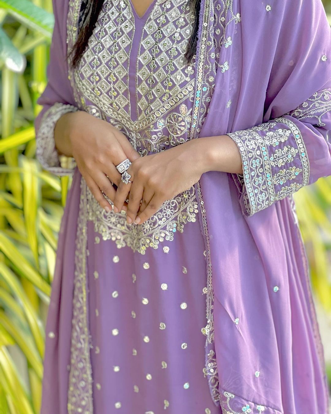 Embroidered sequence work gharara