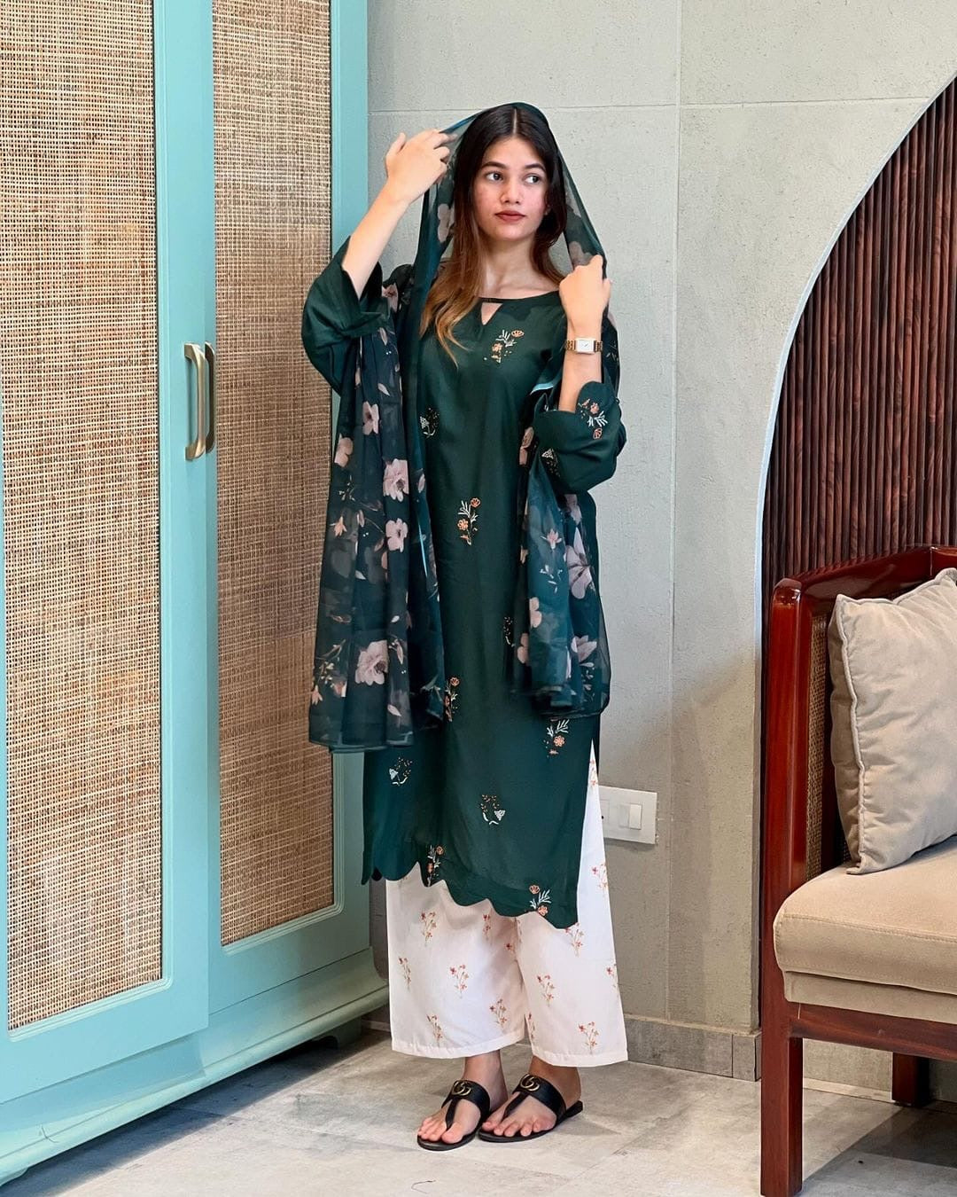 Embroidered kurti and palazzo
