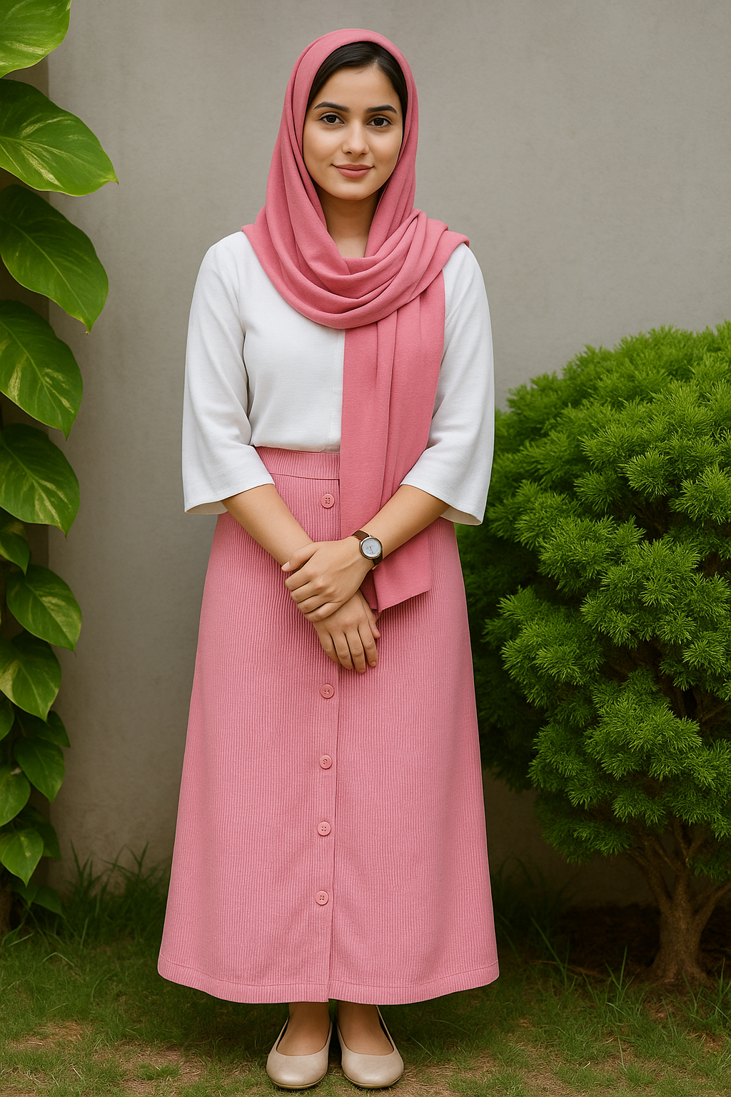 Corduroy skirt and cey top