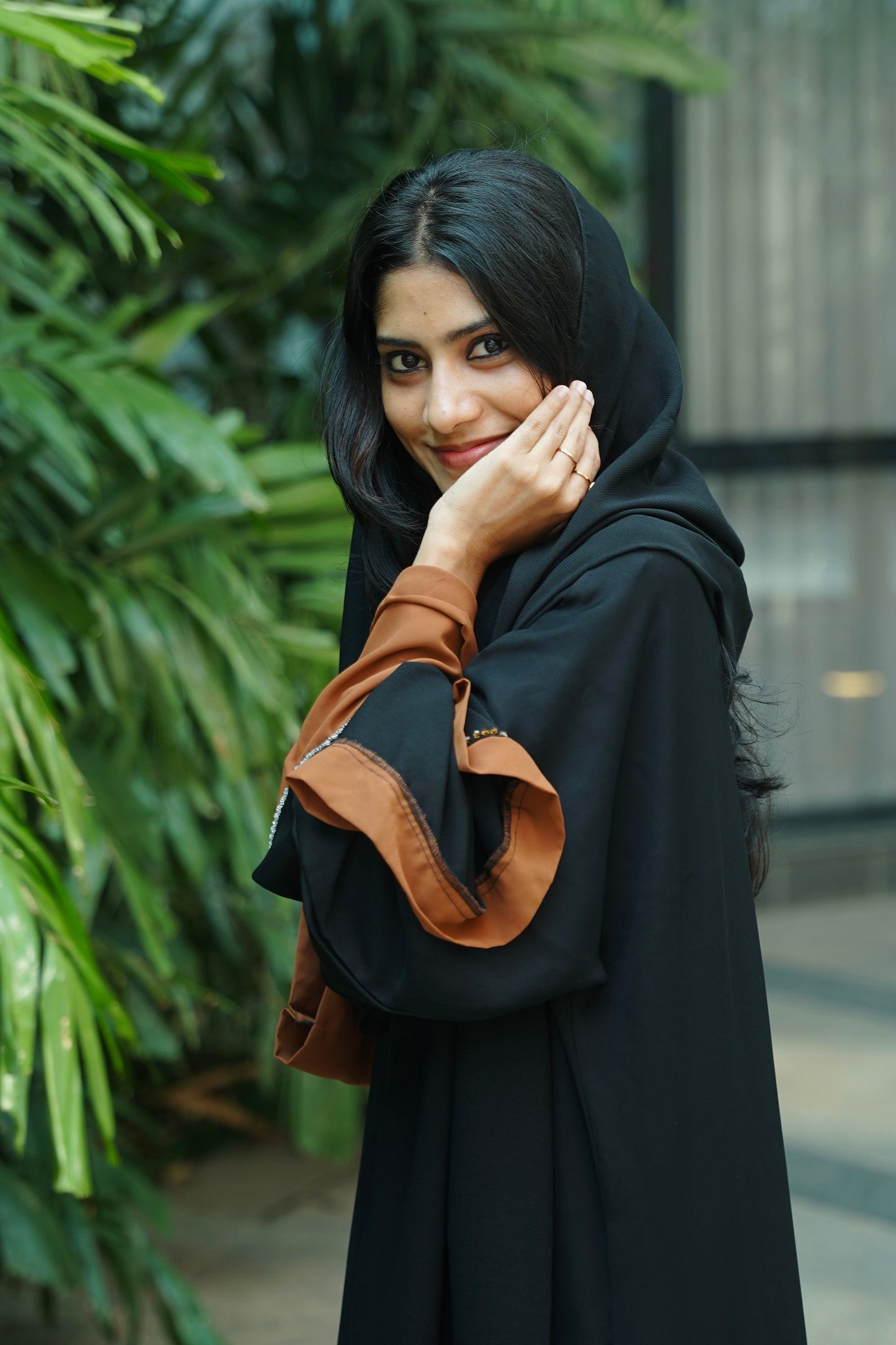 Handworked pleated abaya