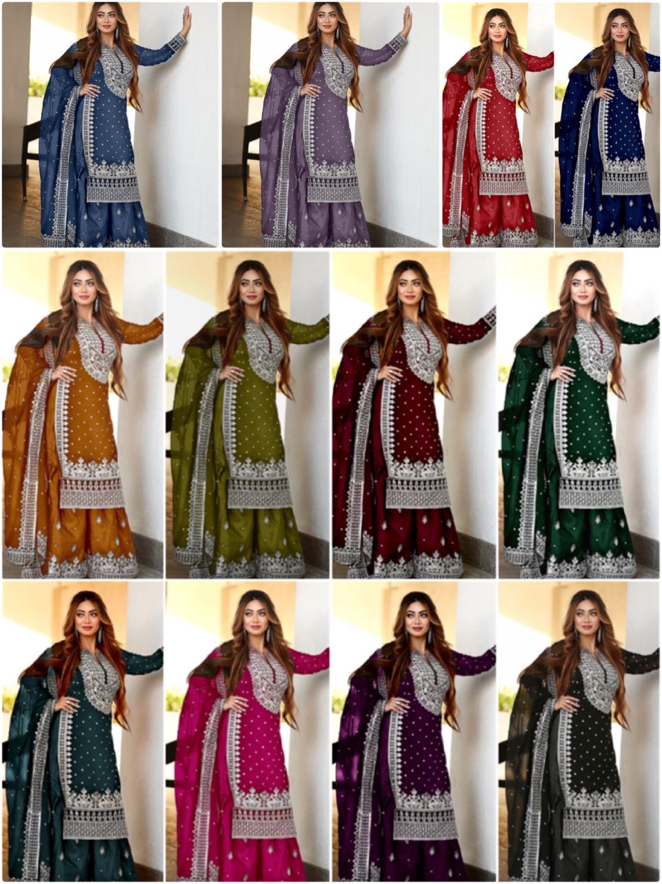 Embroidered sequence work gharara