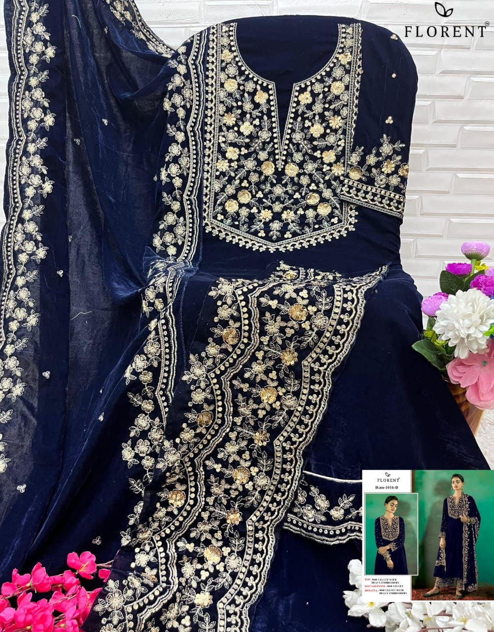 Velvet suite with heavy embroidery (unstitched)