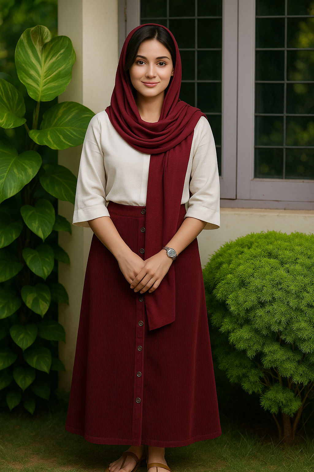 Corduroy skirt and cey top