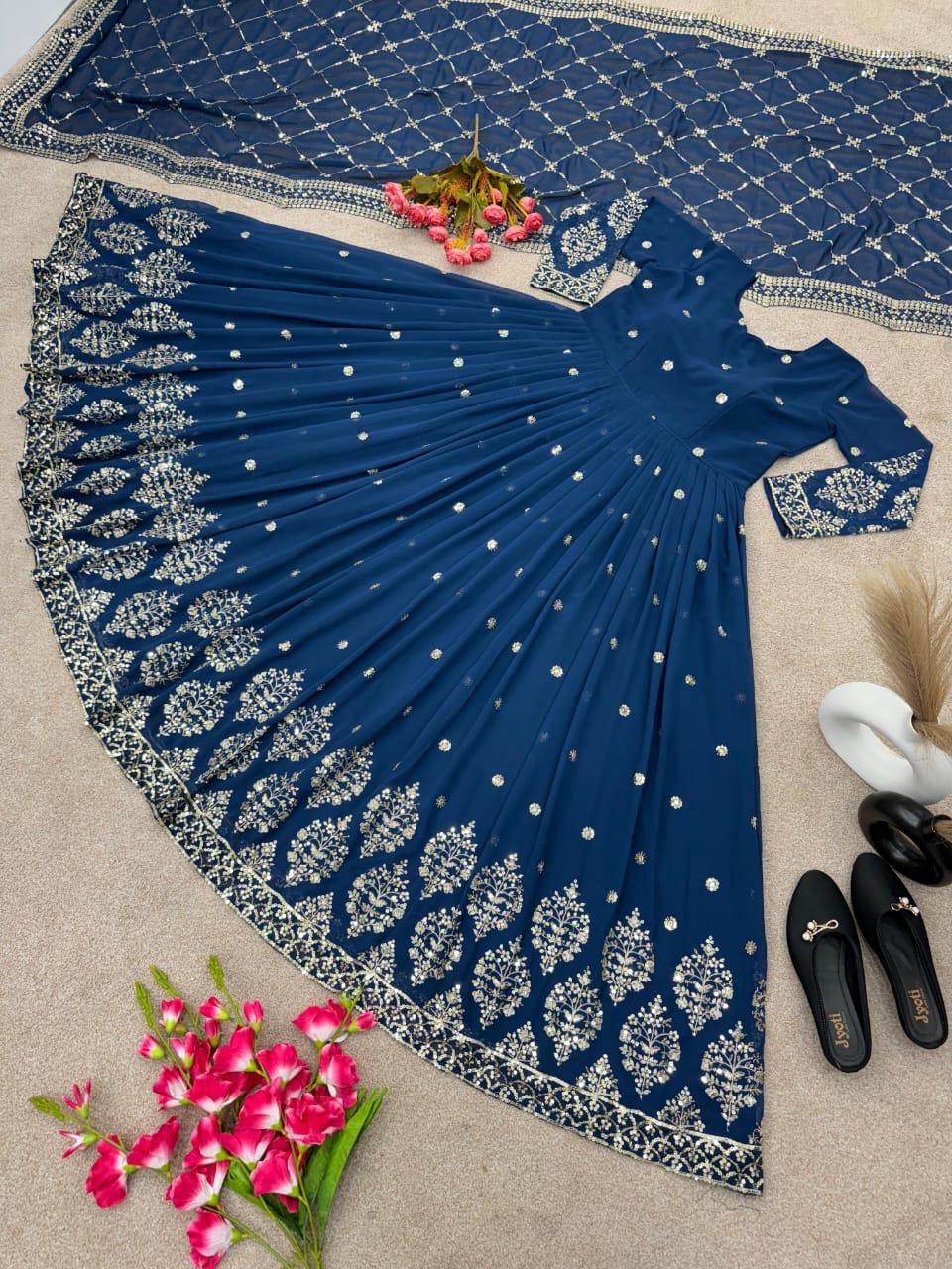 Embroidered sequence party wear