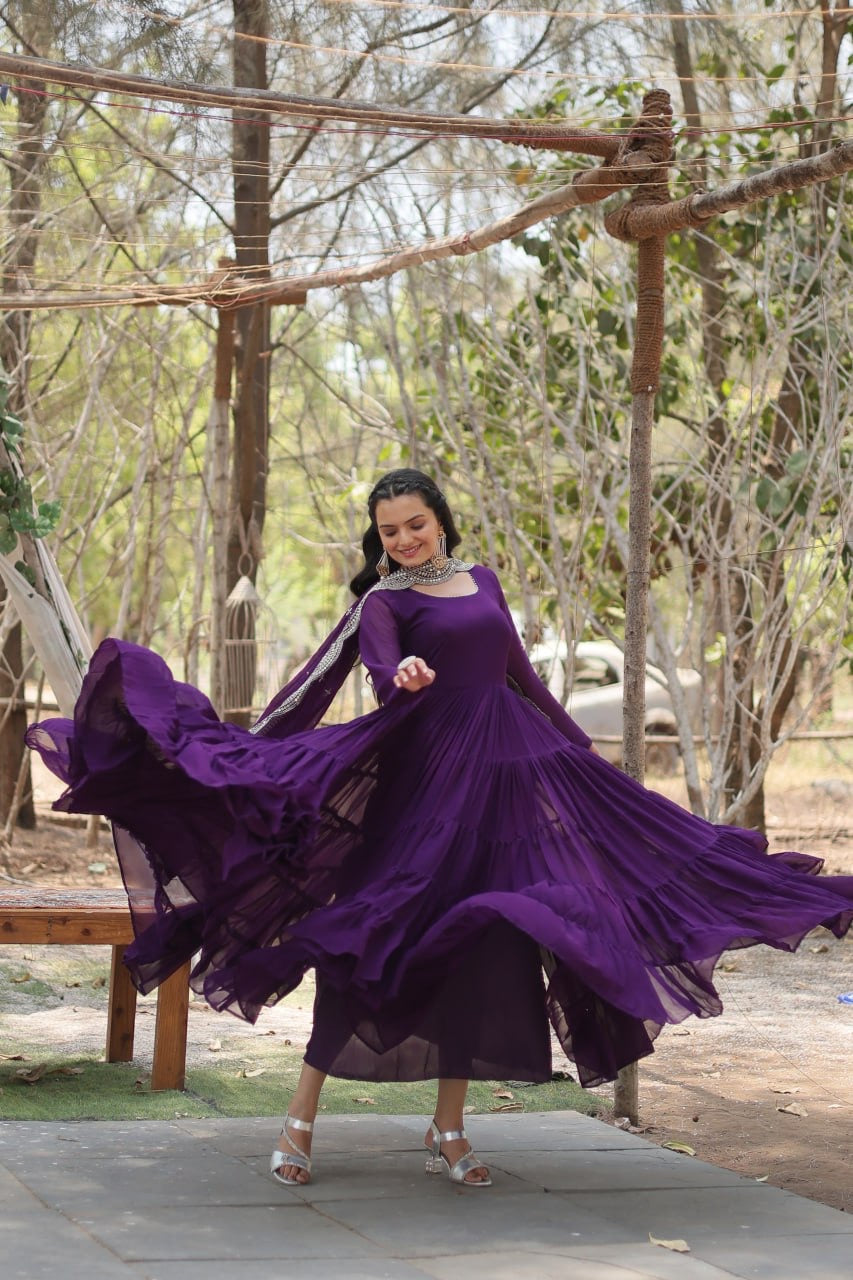 Layer frills gown