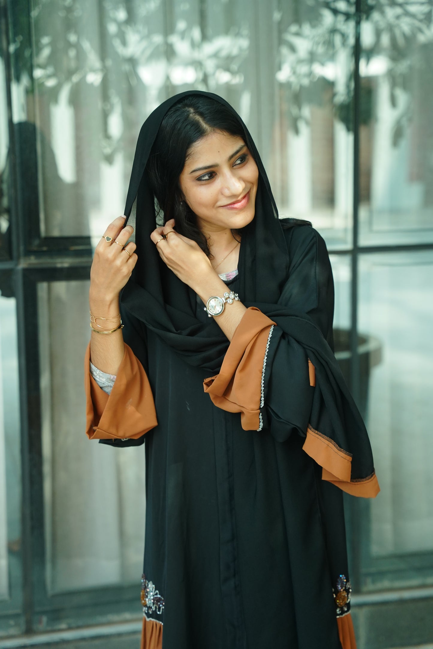 Handworked pleated abaya