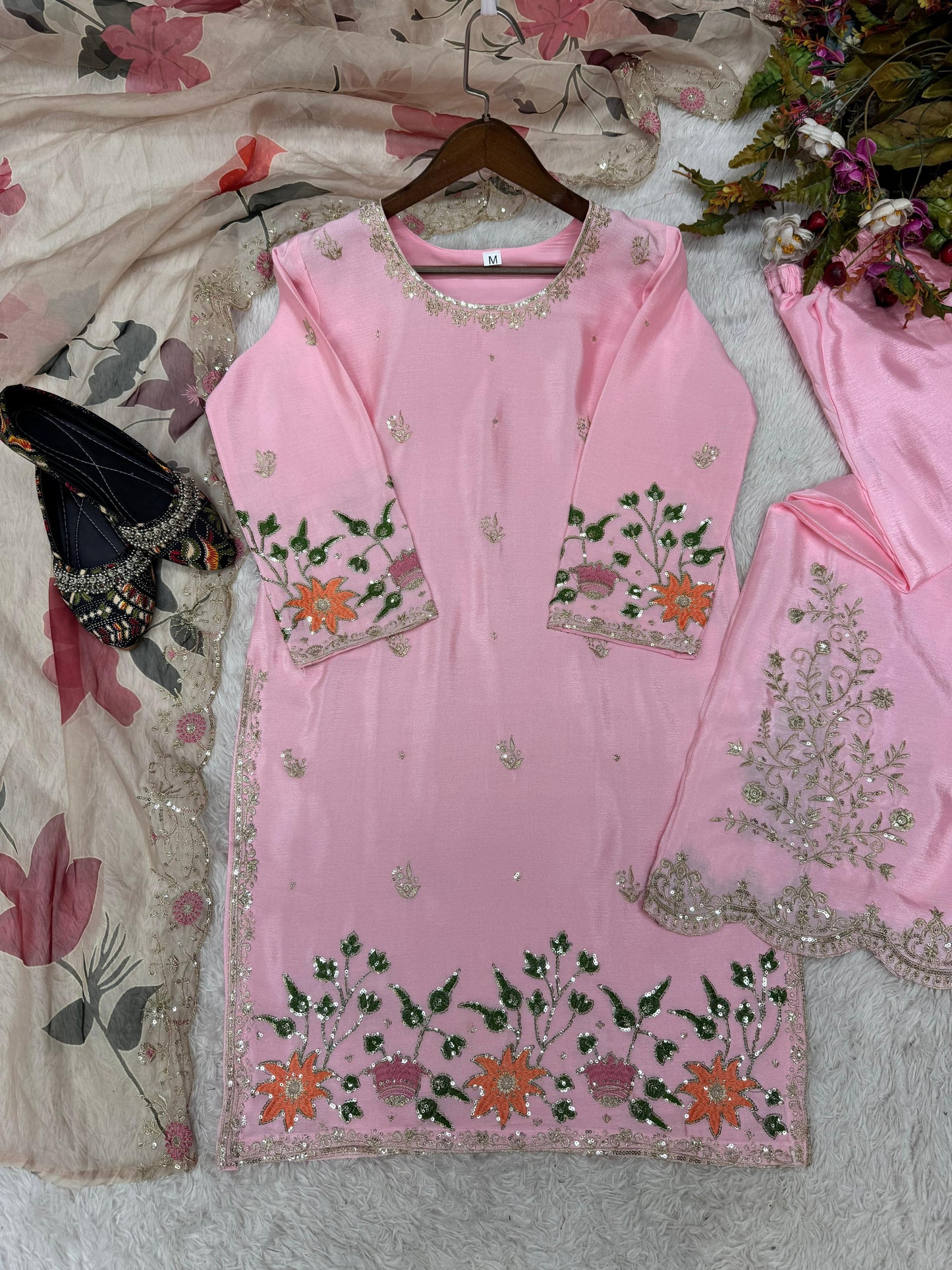 Embroidered chinon gharara