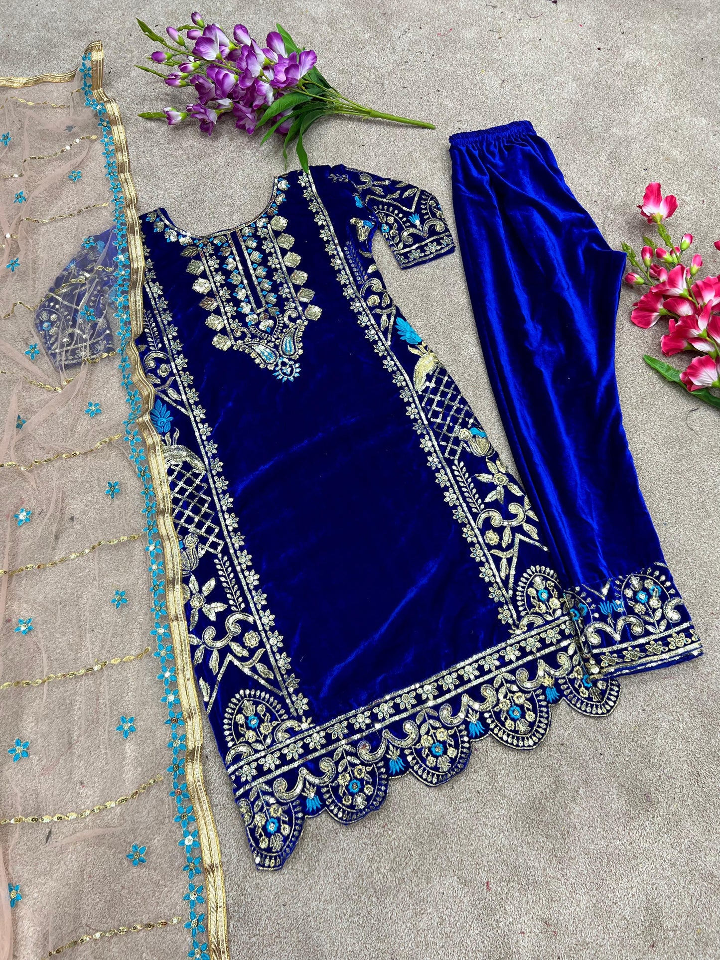 Velvet Embroidery Suit