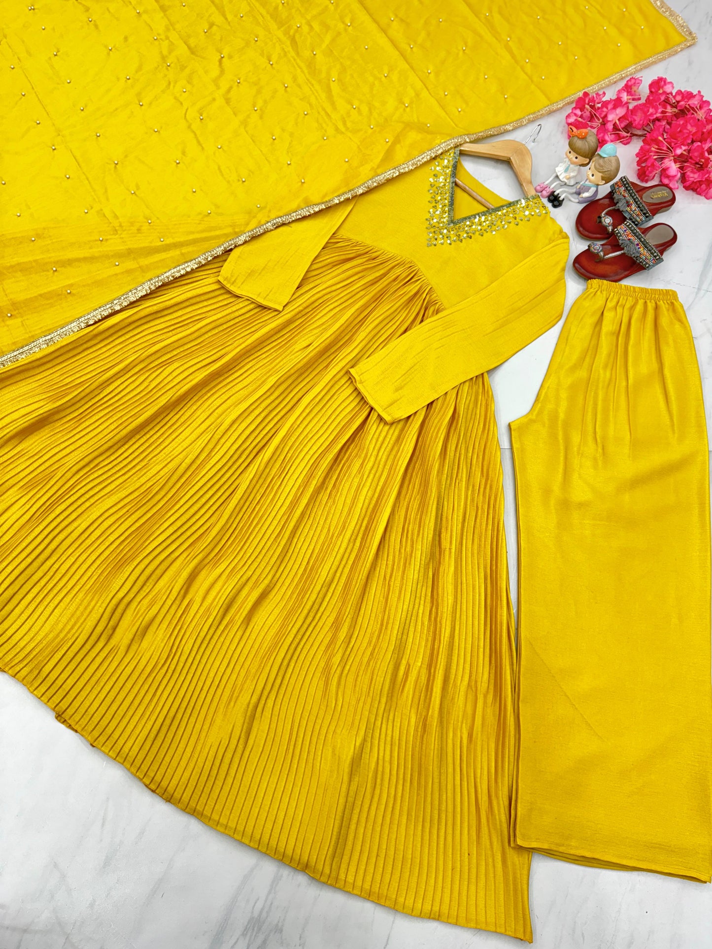 Pleated gown set