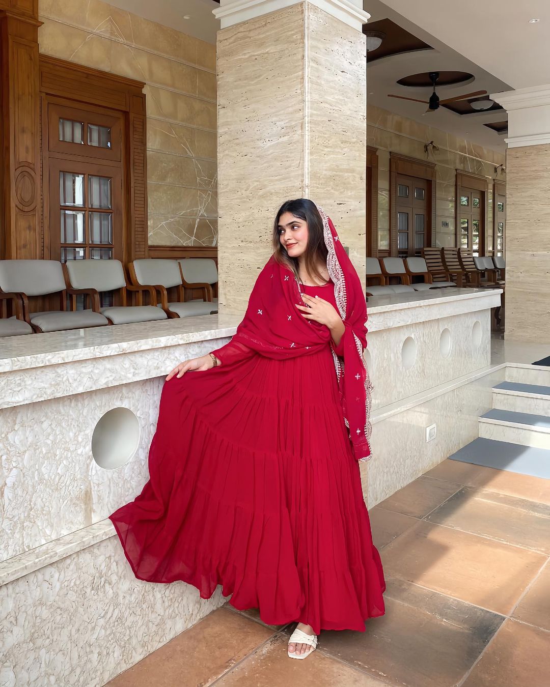 Layer frills gown