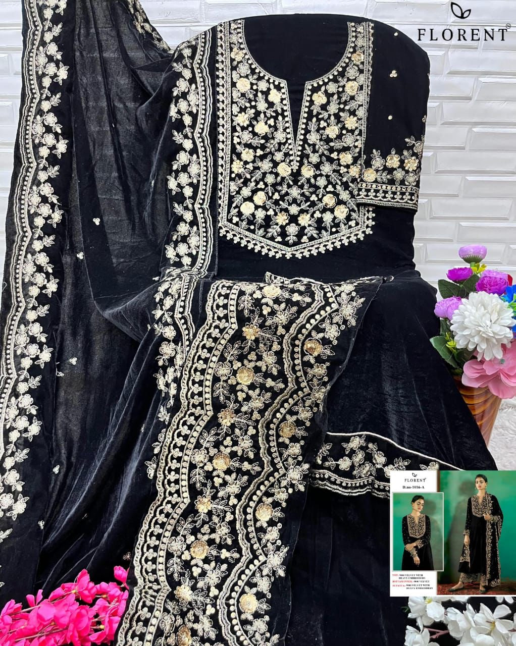 Velvet suite with heavy embroidery (unstitched)