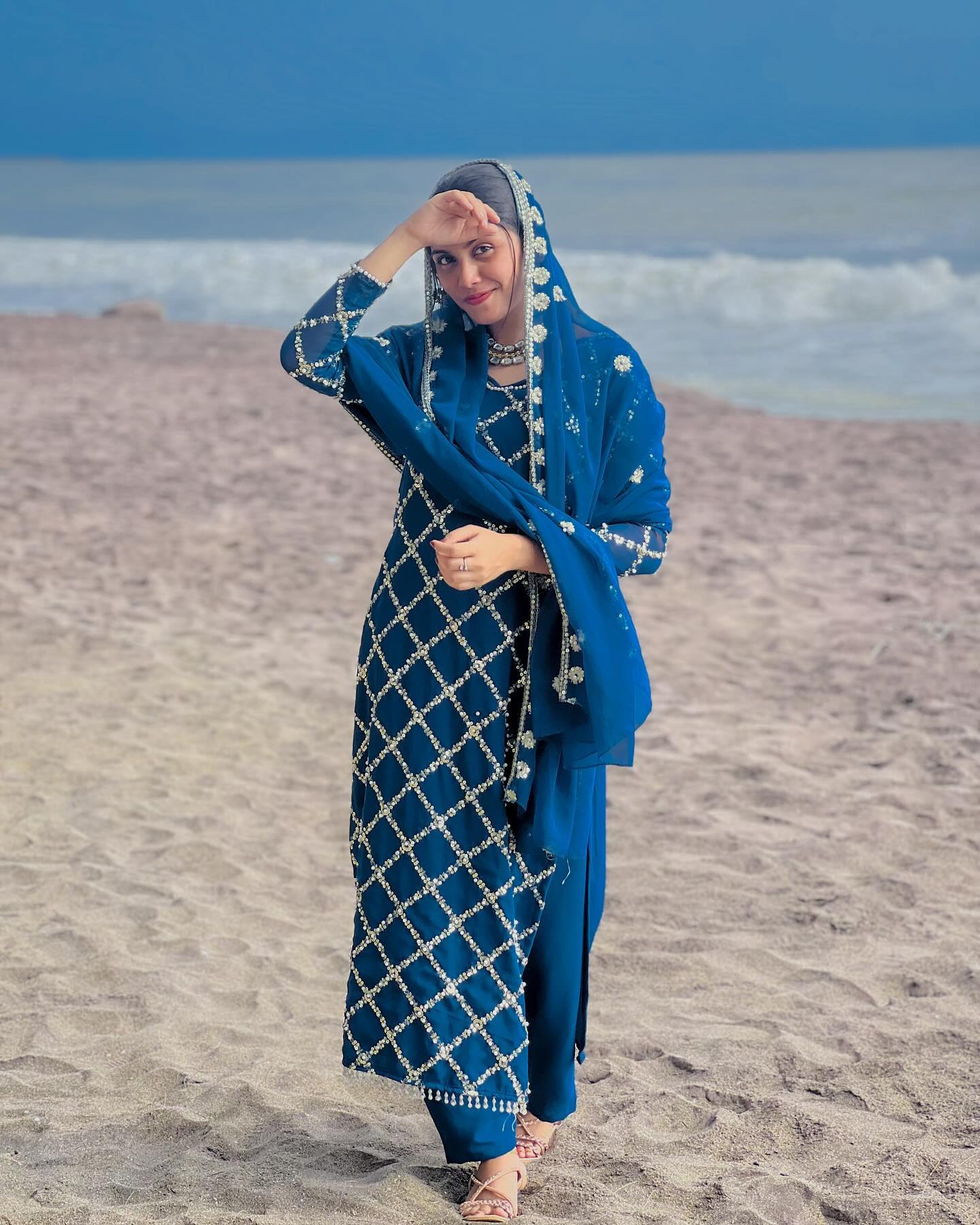 Designer sequence embroidered suite