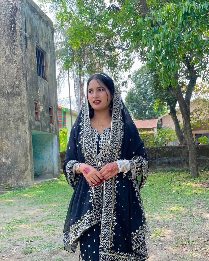 Embroidered sequence work gharara