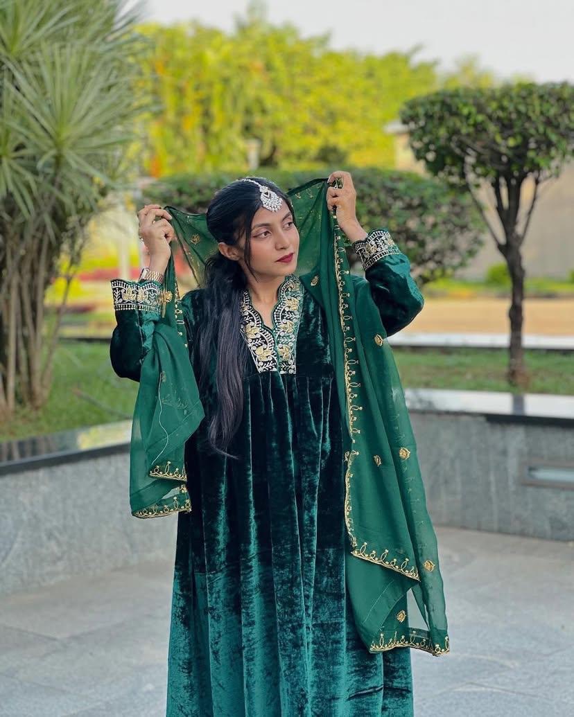 Velvet kurti palazzo set