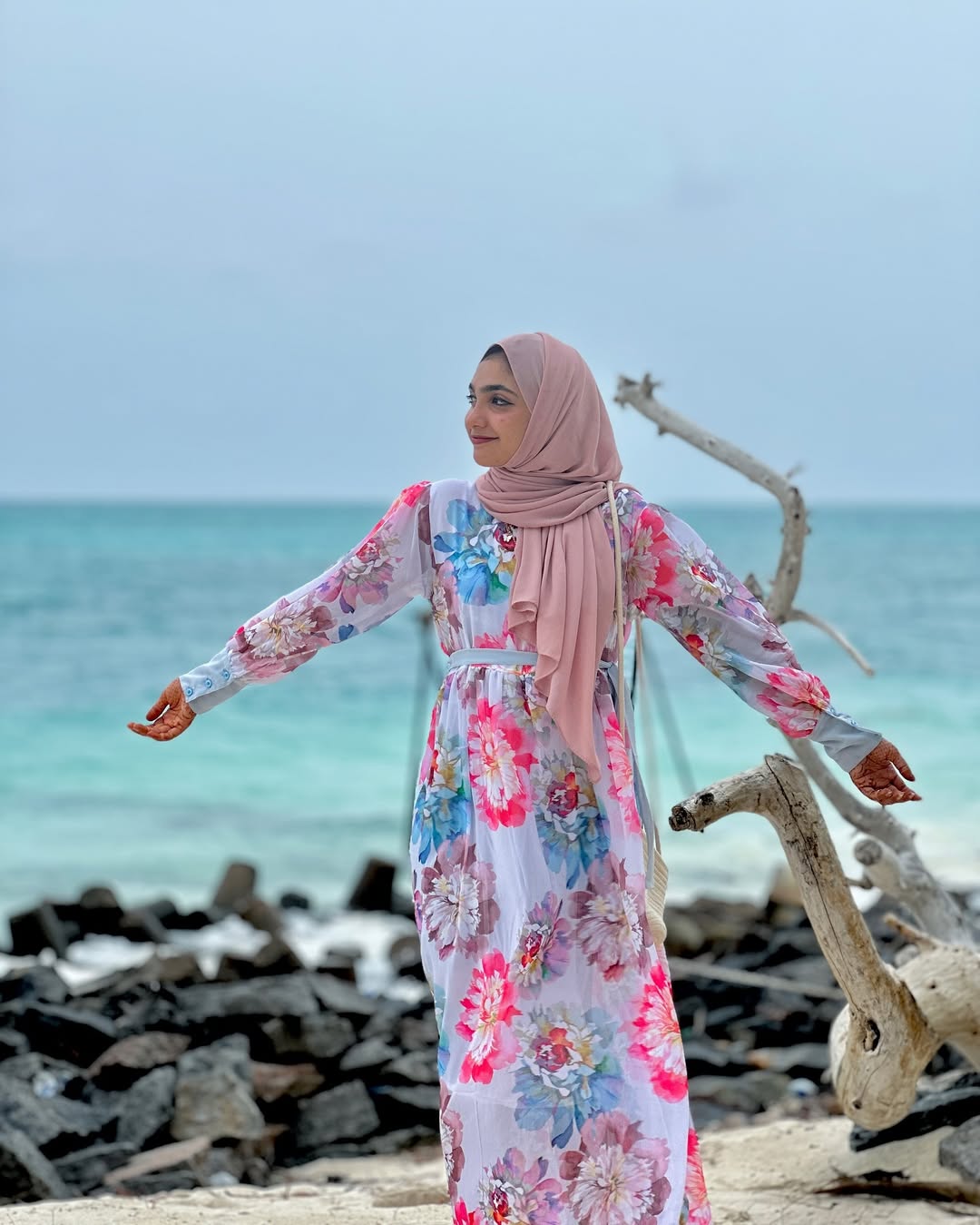 Floral digital print gown