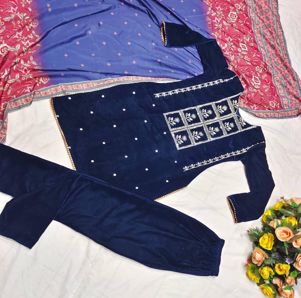 Velvet Embroidery Suit