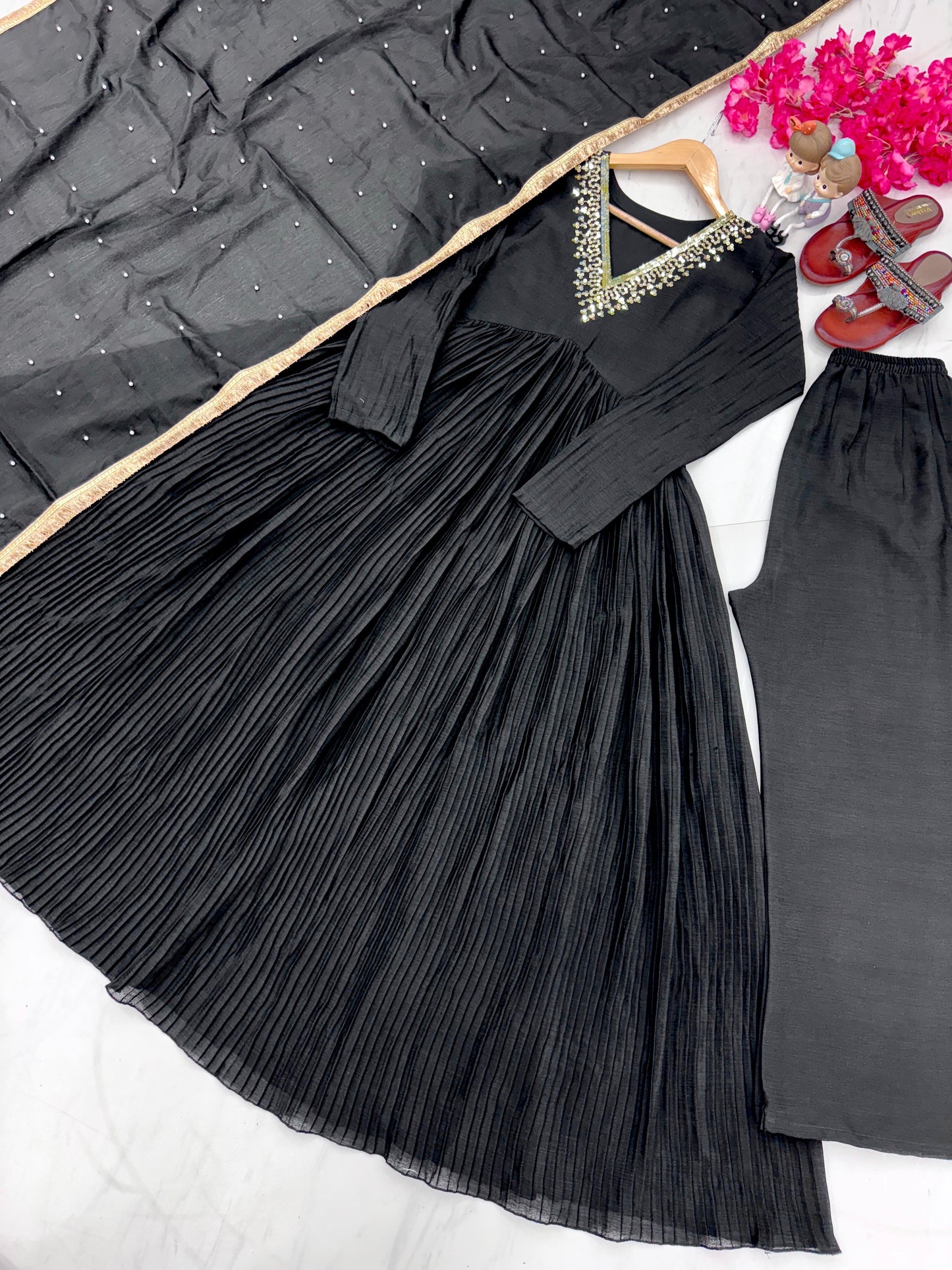 Pleated gown set