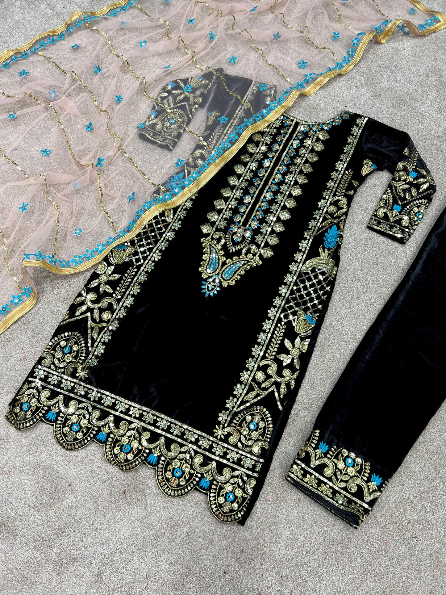 Velvet Embroidery Suit