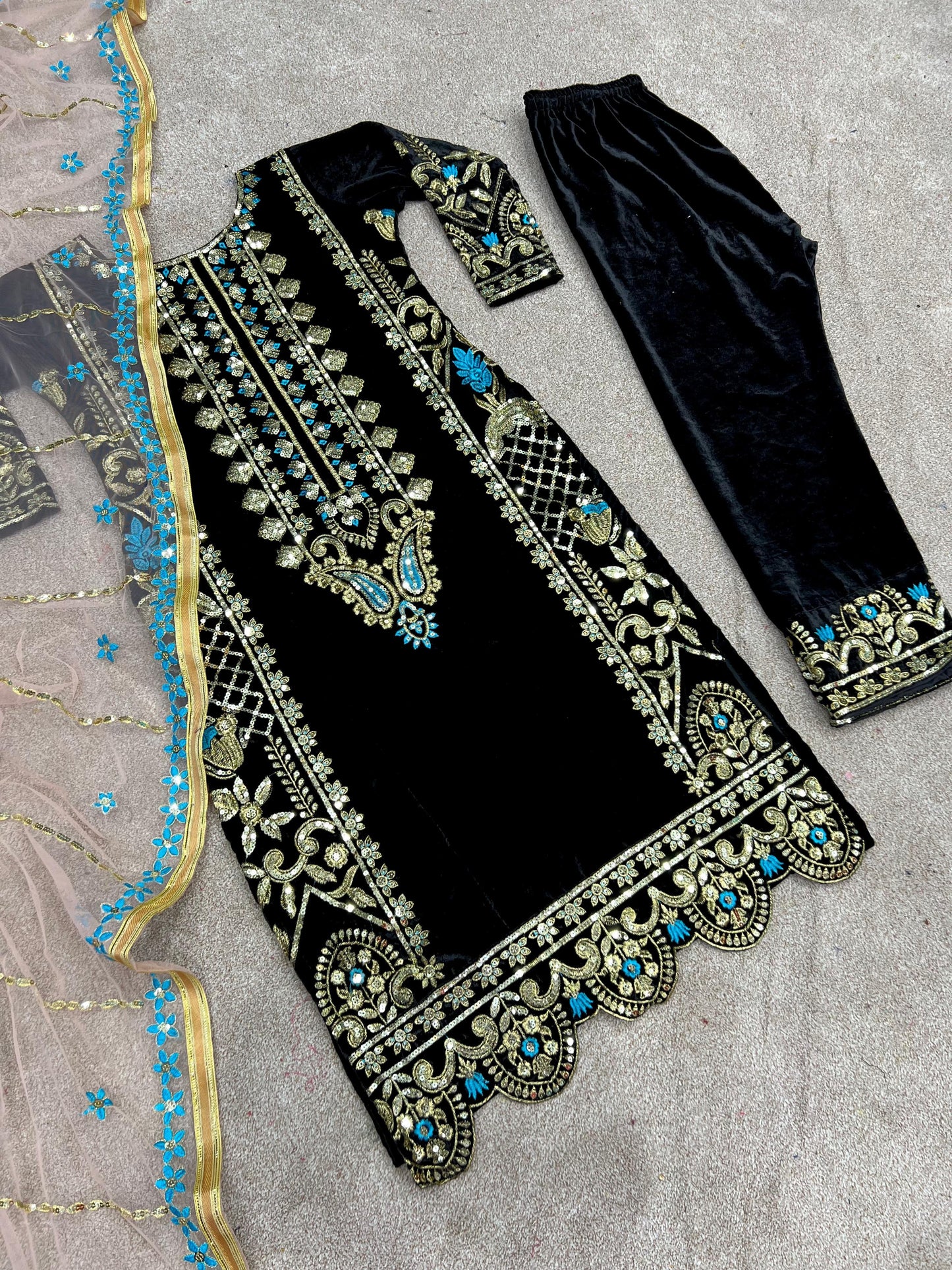 Velvet Embroidery Suit
