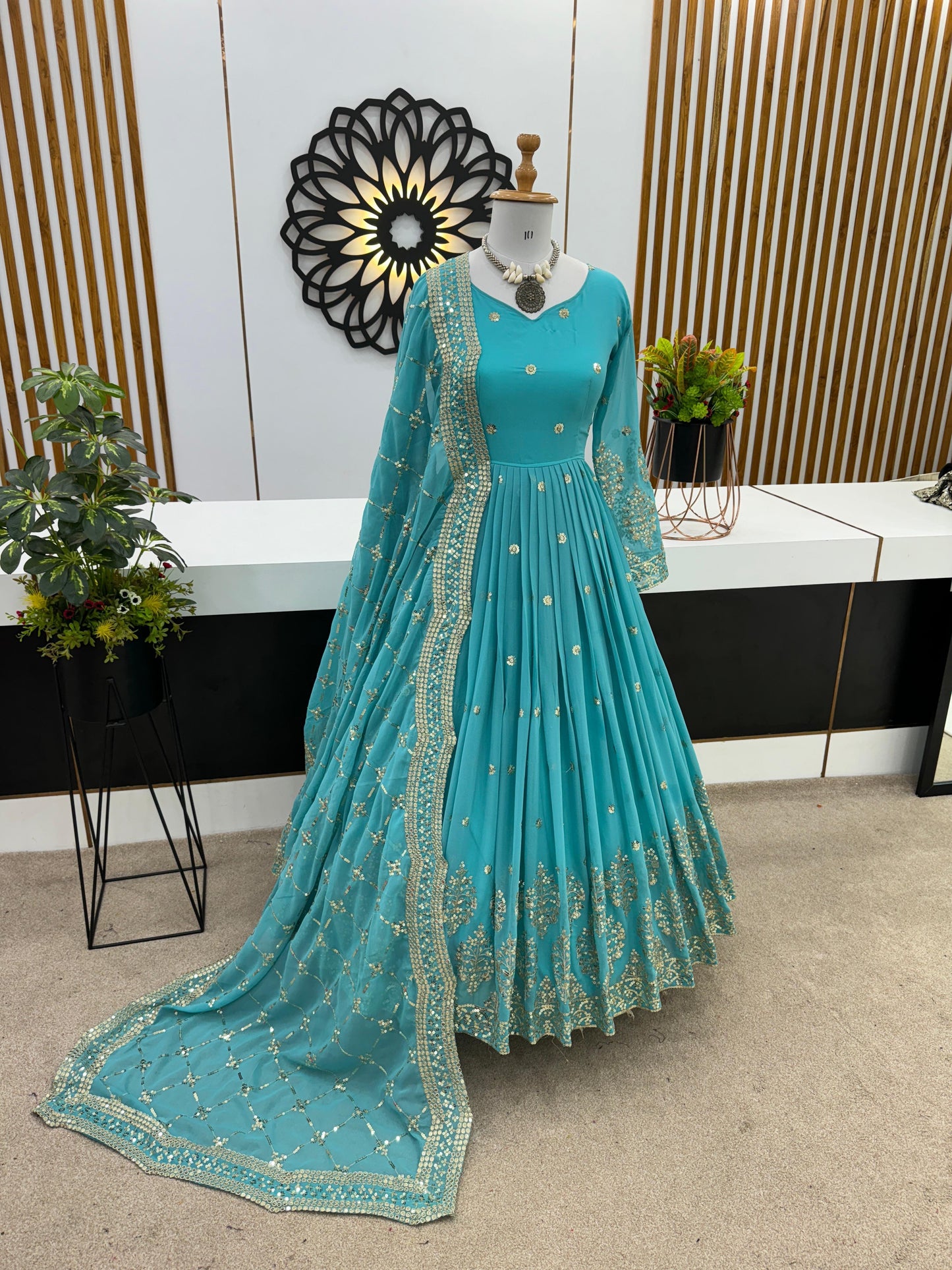 Embroidered sequence party wear