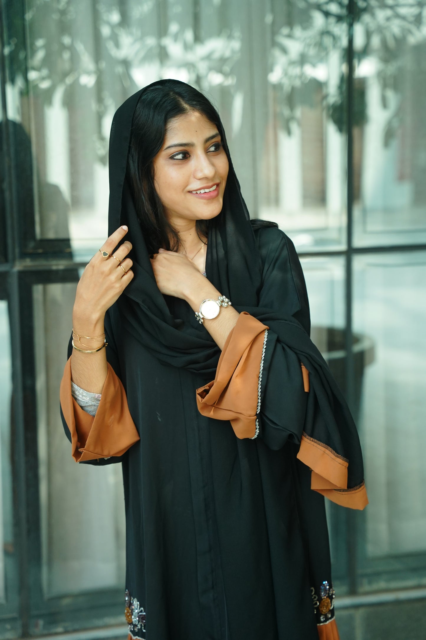 Handworked pleated abaya