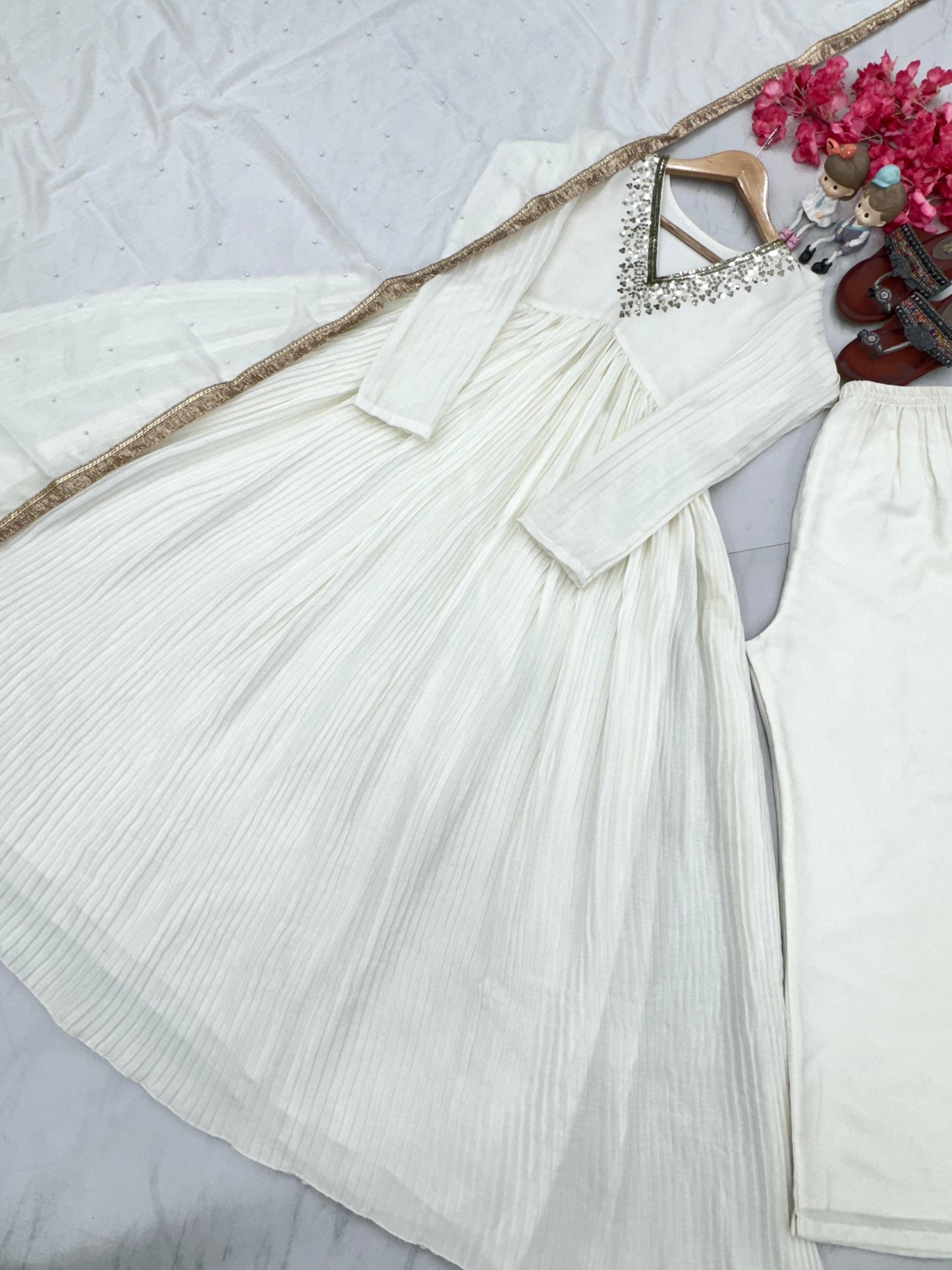 Pleated gown set